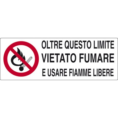 Cartello antincendio vietato fumare e usare fiamme libere alluminio  100x35cm - Vs di Greco Michele e Co snc