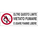 Cartello antincendio "vietato fumare e usare fiamme libere" alluminio 100x35cm