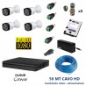Kit Videosorveglianza CVI DVR 4 canali + 4 telecamere 2mpx ottica fissa 3.6mm con Hard Disk 1 TB e accessori