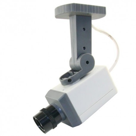 Telecamera finta aspetto box con lente e led rosso intermittente
